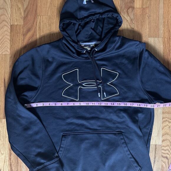 Under Armour Hoodie Men's S Black Small Loose Hooded Center Logo Sweatshirt - Picture 4 of 11